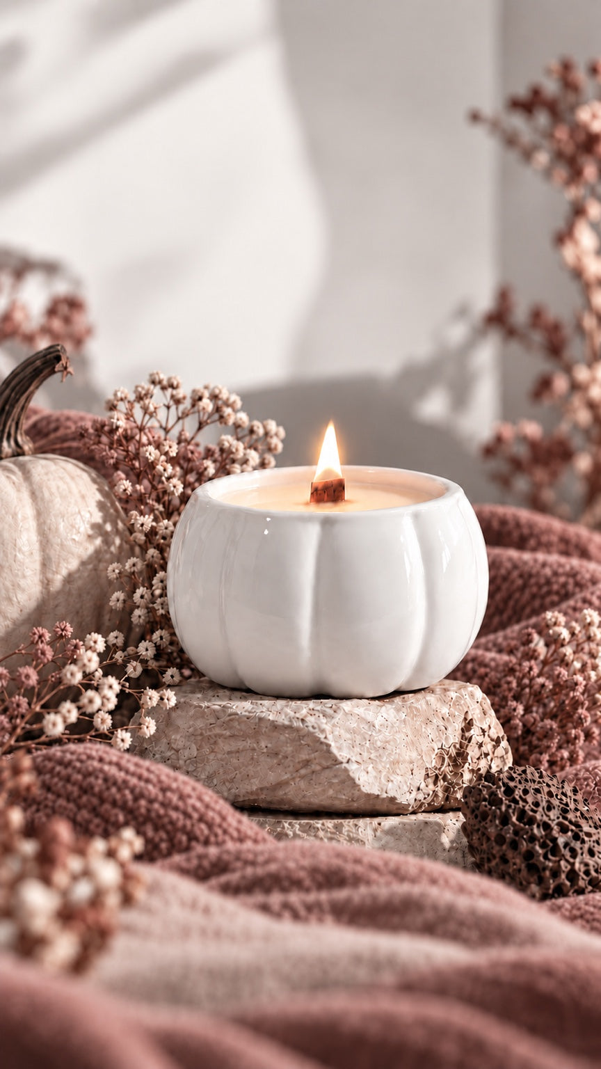 Fall Pumpkin Ceramic Candle – 8oz