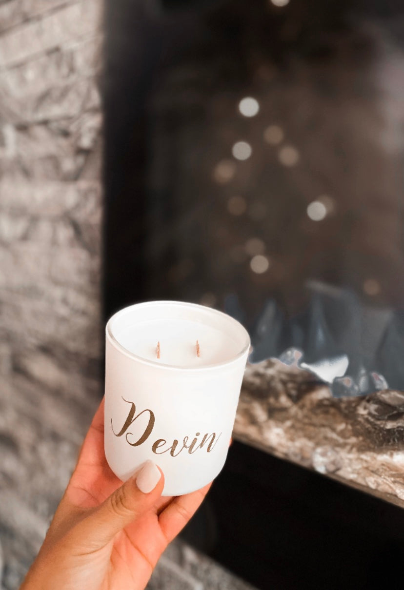 Personalized 8oz Winter Scent- Matte White Vase
