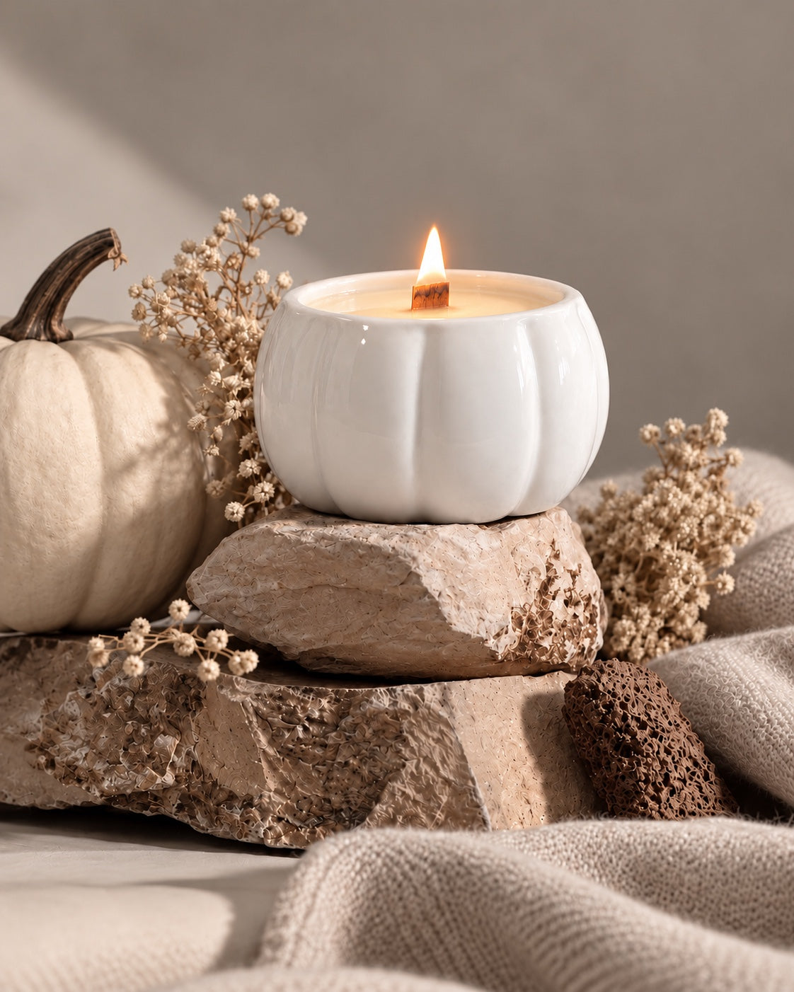 Fall Pumpkin Ceramic Candle – 8oz