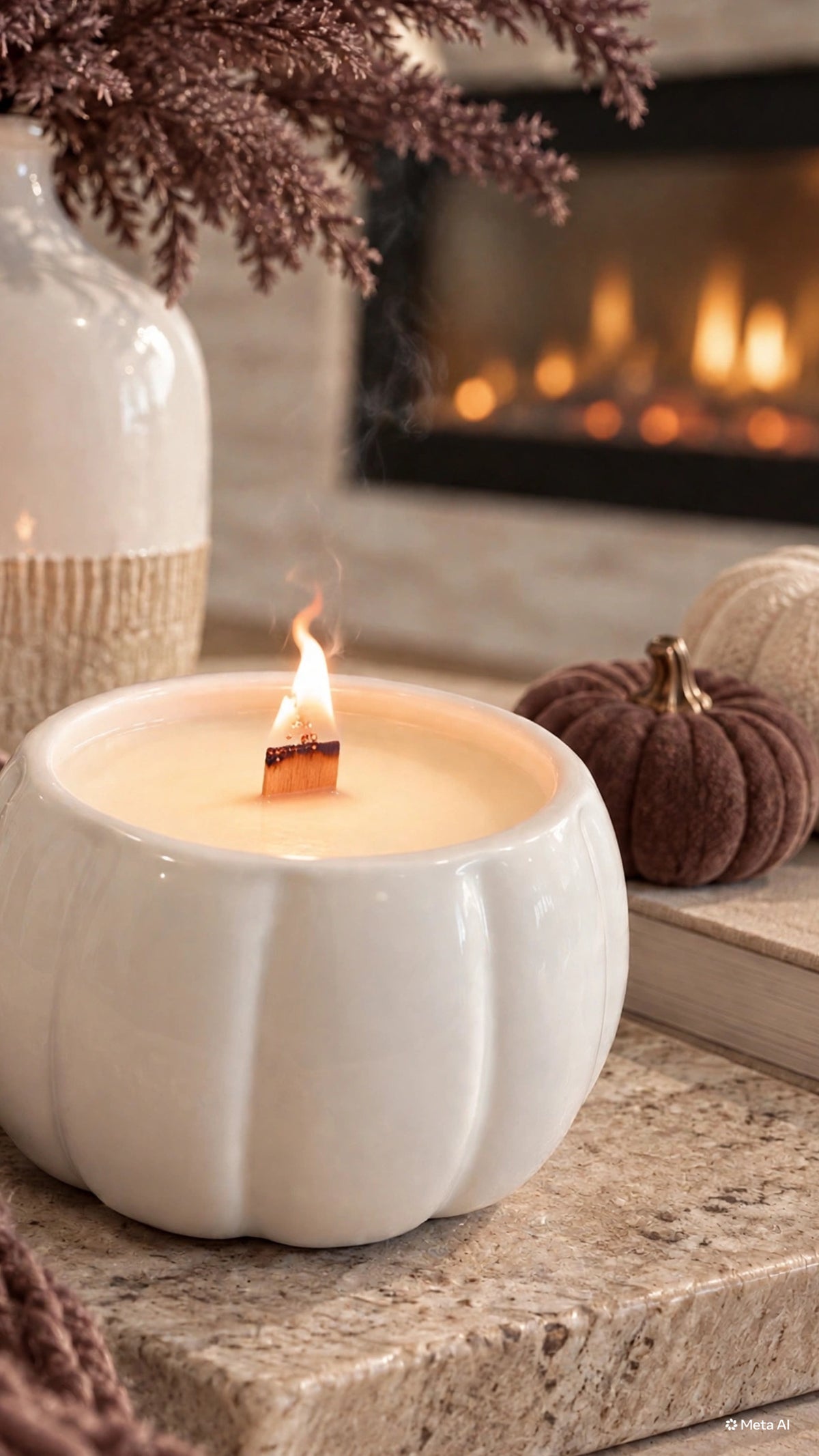 Fall Pumpkin Ceramic Candle – 8oz