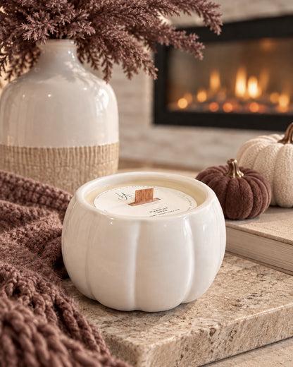 Fall Pumpkin Ceramic Candle – 8oz