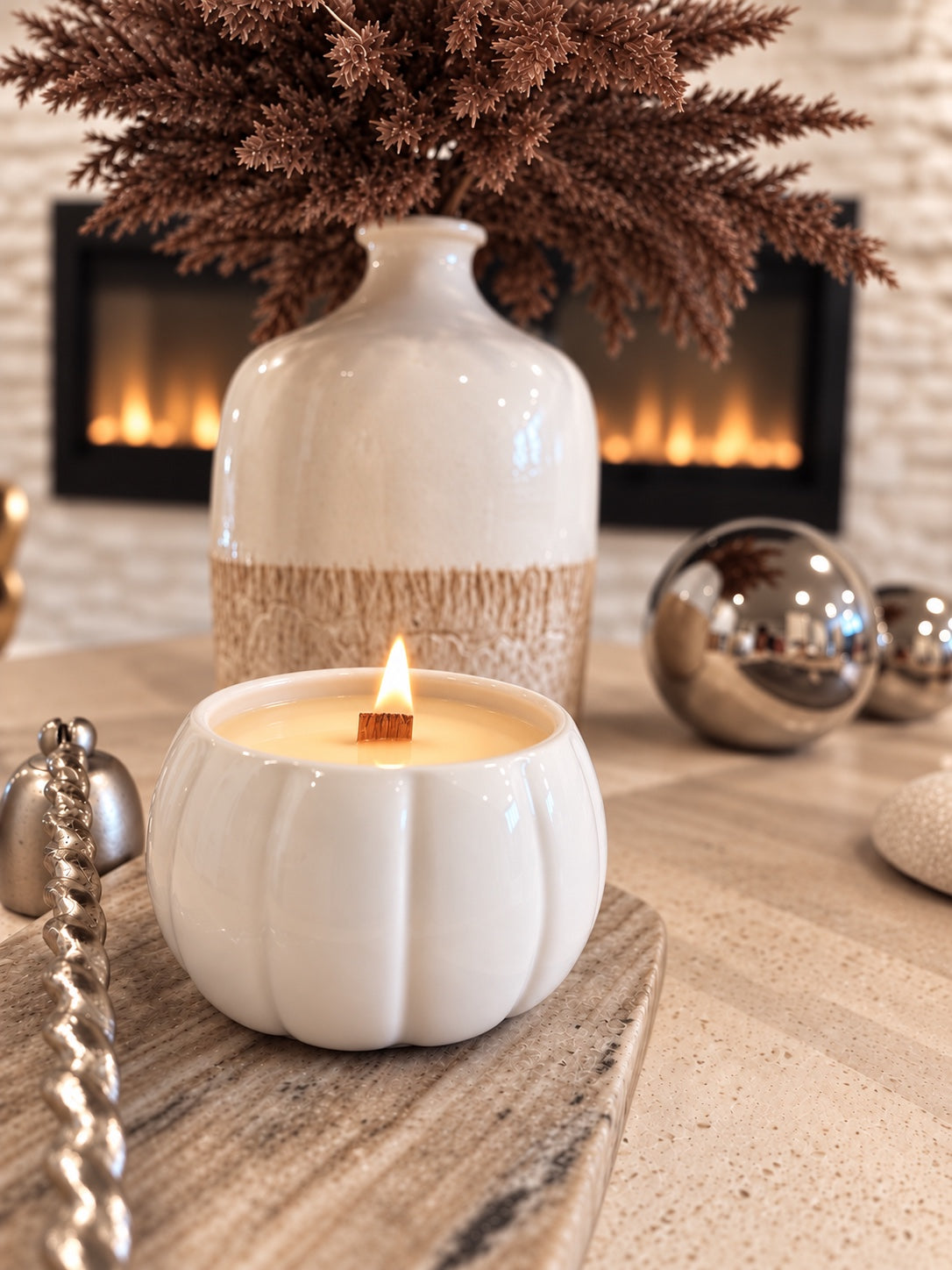 Fall Pumpkin Ceramic Candle – 8oz