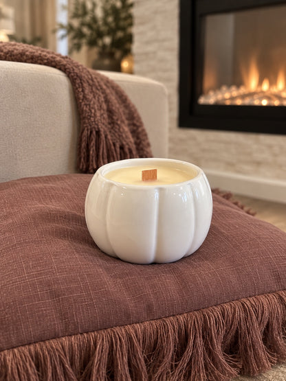 Fall Pumpkin Ceramic Candle – 8oz