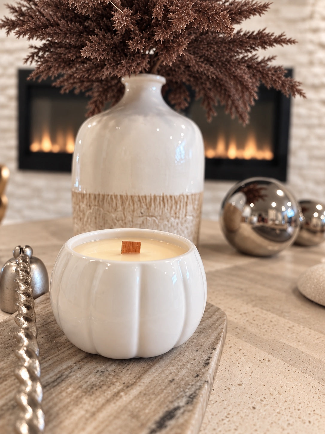 Fall Pumpkin Ceramic Candle – 8oz